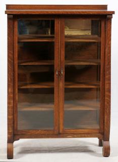 Appraisal: TWO DOOR GLASS AND OAK CHINA CABINET TWO DOOR GLASS