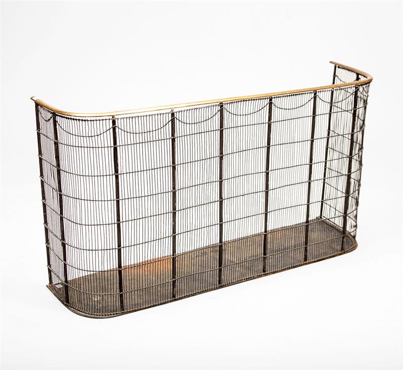 Appraisal: Brass-Mounted Wirework Fire Fender x x in Estimate -