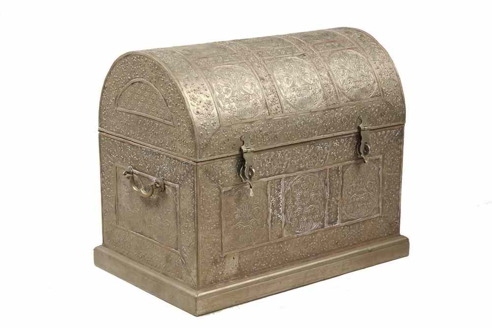 Appraisal: INDIAN SILVER COVERED CHEST - Mid th c Indian Dome