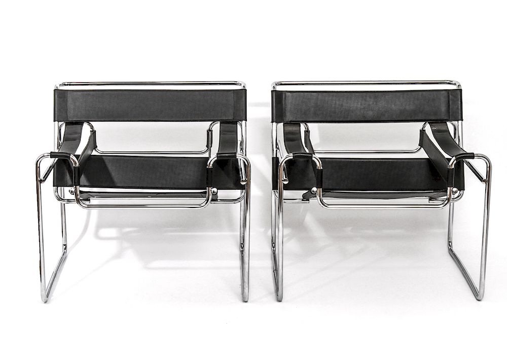 Appraisal: Marcel Breuer Wassily B Armchairs Pair Pair of Marcel Breuer