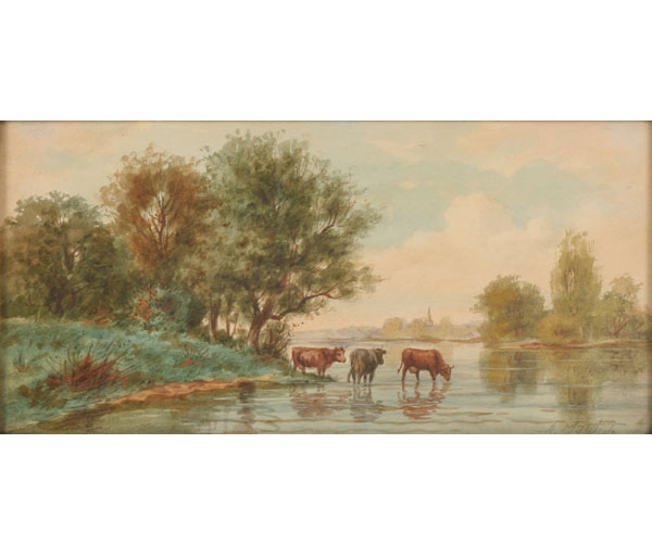 Appraisal: A Matthews British th century bucolic scene of cattle in