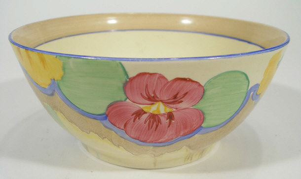 Appraisal: Clarice Cliff Bizarre pottery bowl hand painted with 'Pansies' pattern