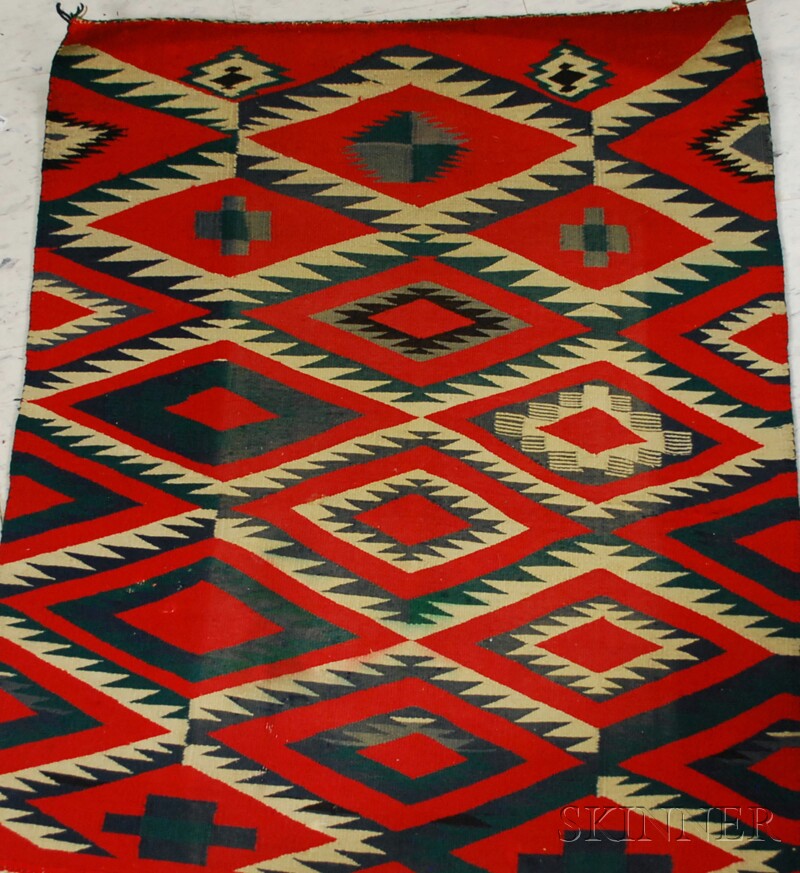 Appraisal: Navaho Wool Germantown Weaving c woven in a serrated diamond