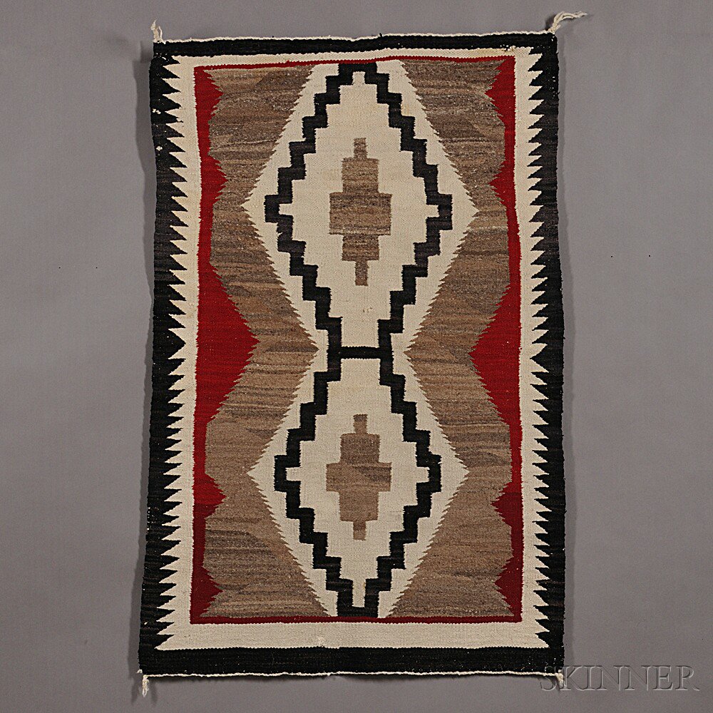 Appraisal: Navajo Rug woven with natural and synthetic dyed homespun wool