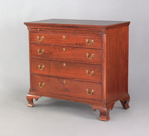 Appraisal: Pennsylvania Chippendale walnut chest of drawers ca - the top