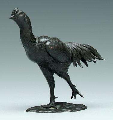 Appraisal: Asian bronze chicken finely cast with mark under tail probably