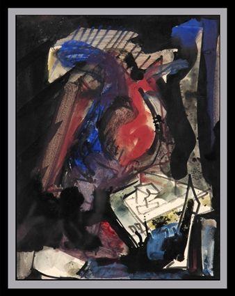 Appraisal: HANS HOFMANN - UNTITLED ABSTRACTION Gouache and roller pen on