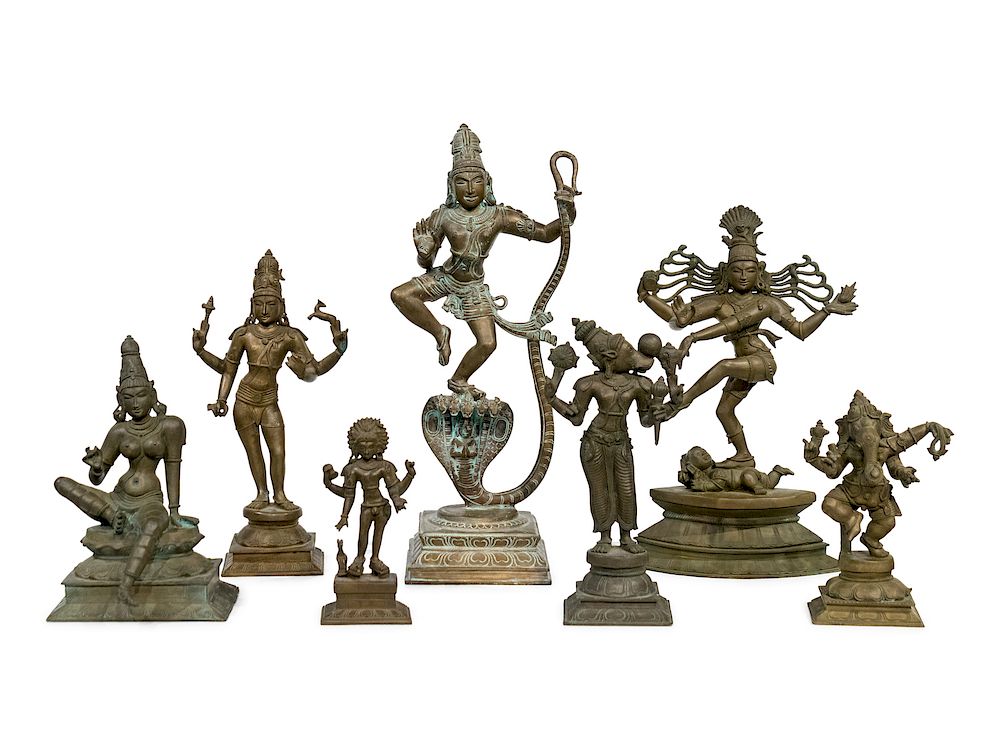 Appraisal: Seven Indian Bronze Figures Seven Indian Bronze Figures th Century