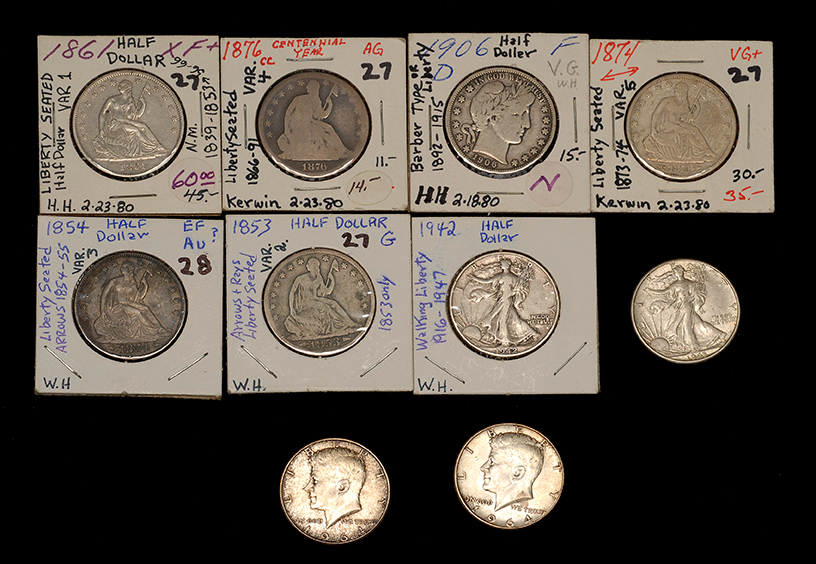 Appraisal: TEN U S HALF DOLLARS -CC -D and two Conditions