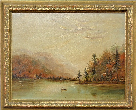 Appraisal: - Oil on artist board landscape painting of a fall