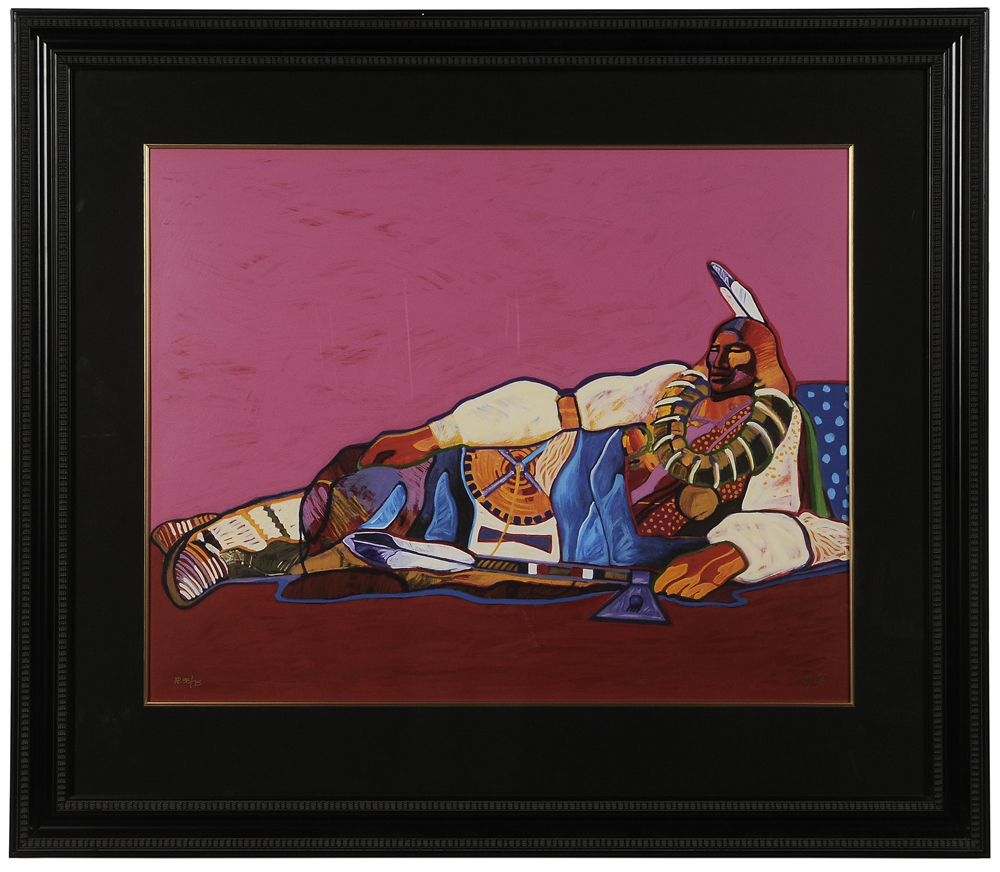 Appraisal: John Nieto Texas New Mexico born Reclining Ponca Chief artist