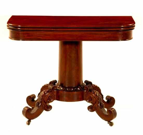 Appraisal: American Classical carved mahogany card table circa rectangular tip and