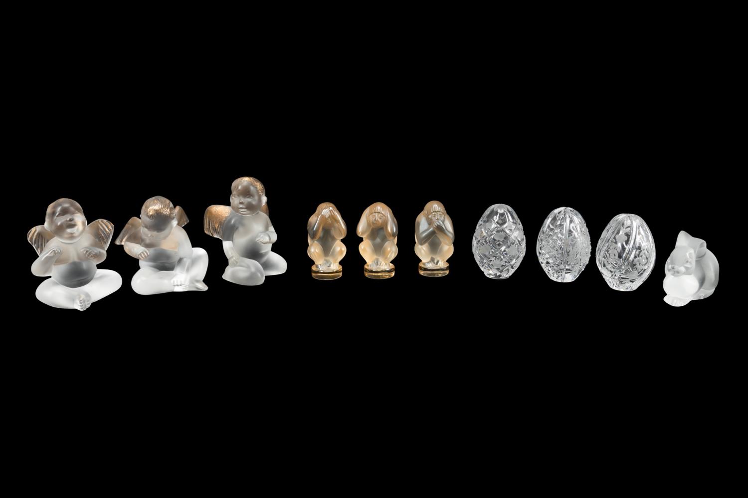 Appraisal: TEN DIMINUTIVE CRYSTAL FIGURES INCLUDING LALIQUE Ten diminutive crystal figures