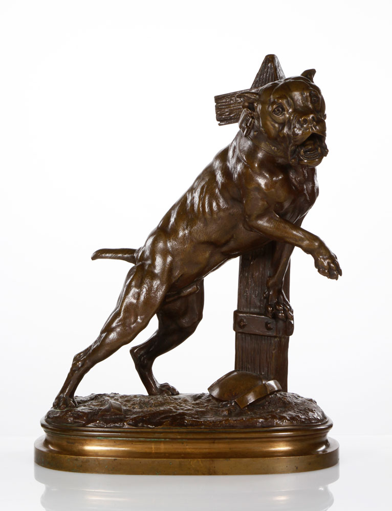 Appraisal: - Lecourtier Prenez Garde au Chien Bronze Prosper Lecourtier France