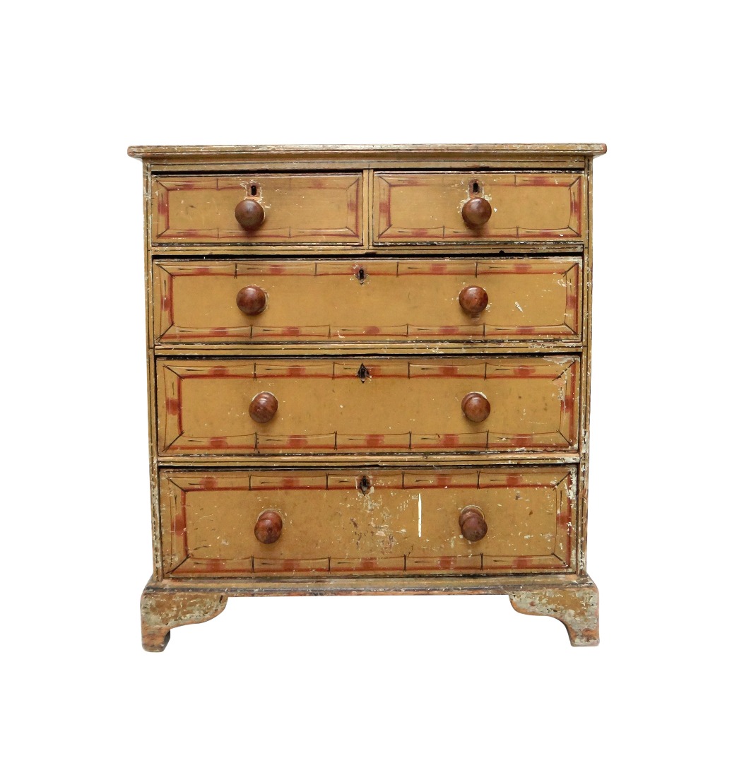 Appraisal: An early th century faux bamboo painted pine chest of