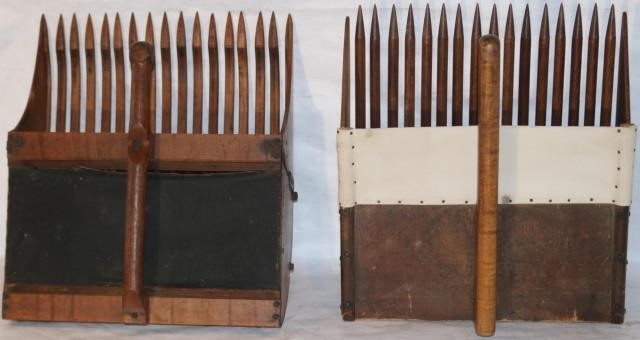 Appraisal: EARLY TH CENTURY CRANBERRY SCOOPS ONE HASSHAPED WOODEN TINES WITH