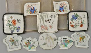 Appraisal: Ten small porcelain Oriental plaques four pairs hand painted with