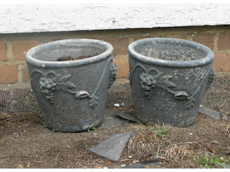 Appraisal: Two Cast Concrete Planters Small Size with grape clusters