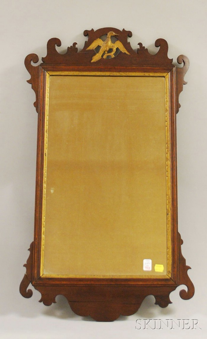 Appraisal: Chippendale Mahogany Veneer Mirror lg in