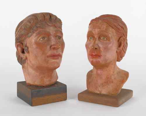 Appraisal: Two terra cotta portrait busts th c of a man