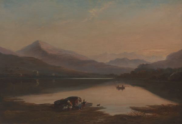 Appraisal: S TUKE CONTINENTAL SCHOOL TH CENTURY x Sunset over lake