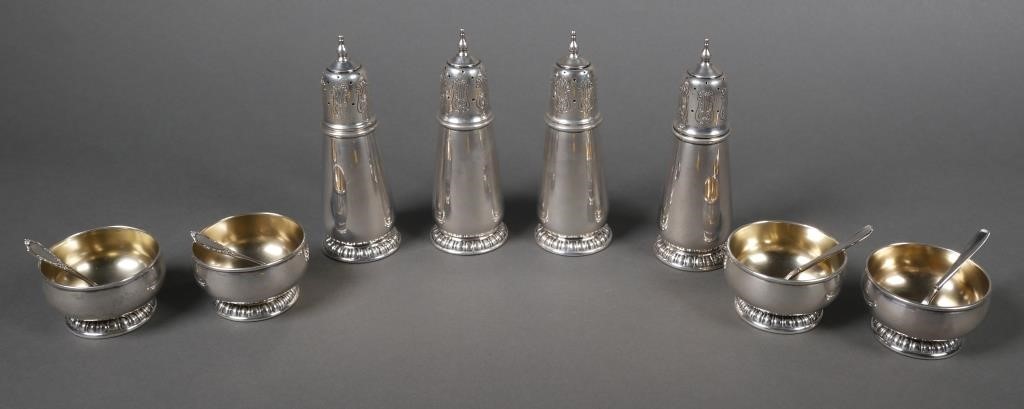 Appraisal: Lunt John Hancock pattern open salts with spoons and shakers