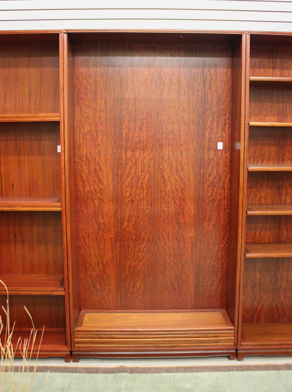 Appraisal: TALL CHINESE OPEN-SHELF TEAK BOOKCASE six adjustable shelves H x