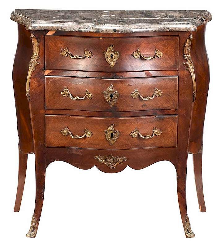 Appraisal: Louis XV Style Bronze Mounted Marble Top Commode French late