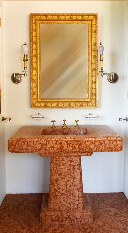 Appraisal: - Marble Sink and Accessories Marble sink with antique brass