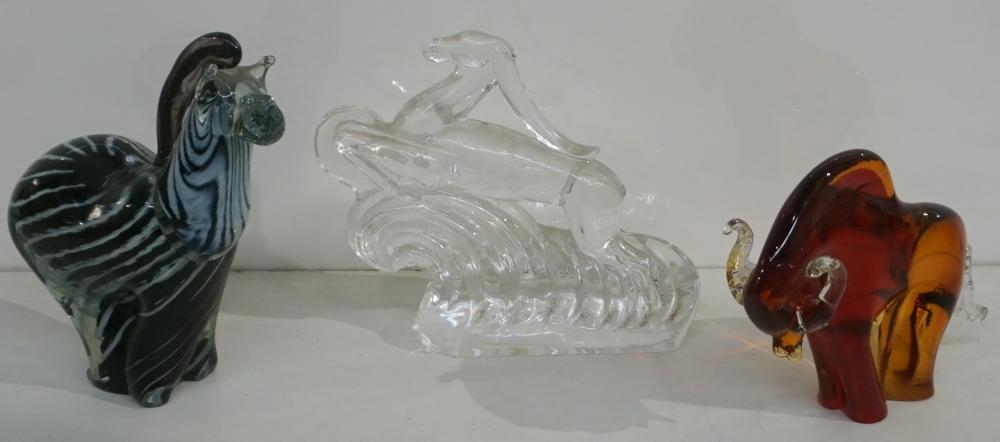 Appraisal: THREE INTERNATIONAL ART DECO GLASS FIGURES OF ANIMALS H OF