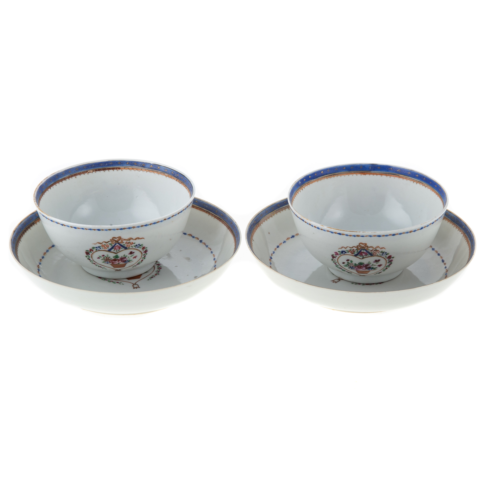 Appraisal: PAIR OF CHINESE EXPORT TEA BOWLS SAUCERS Circa - American