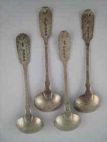 Appraisal: A set of four Victorian silver fiddle pattern saltspoons Charles