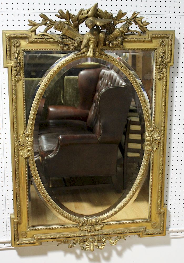 Appraisal: L B F French Gilt Mirror With Dove Arrow A