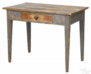 Appraisal: Painted pine work table th c retaining an old scrubbed