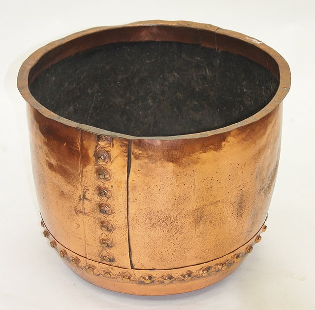 Appraisal: A COPPER LOG BIN with riveted joints cm diameter