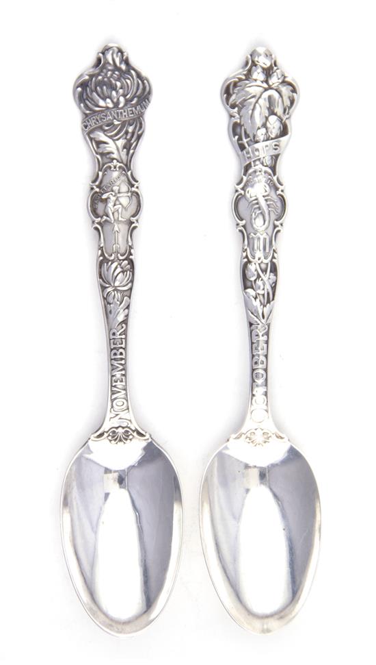 Appraisal: American sterling Zodiac spoons Gorham and Wallace Gorham birth months