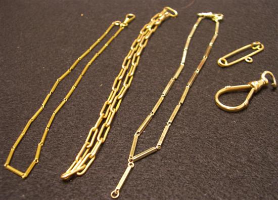 Appraisal: JEWELRY Three K yellow gold watch chains large K yellow