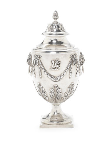 Appraisal: A George III silver two-handled tea caddy by Peter Gillois