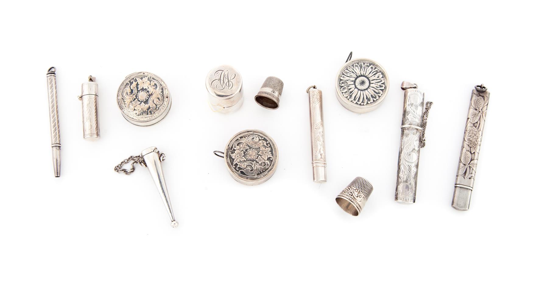 Appraisal: GROUP OF STERLING SEWING ITEMS English and American th and