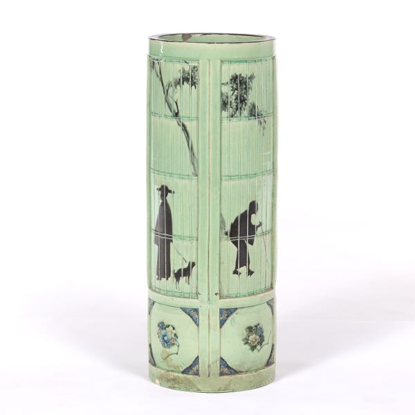 Appraisal: ORIENTAL STYLE UMBRELLA STAND x Overall mint green in color