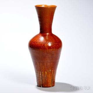 Appraisal: Amber Stoneware Vase Amber Stoneware Vase China Liao dynasty tall