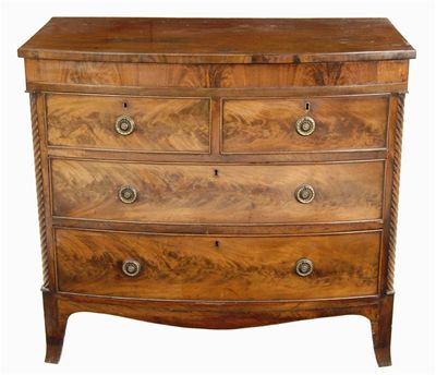 Appraisal: An early th century mahogany bowfront chest of two short