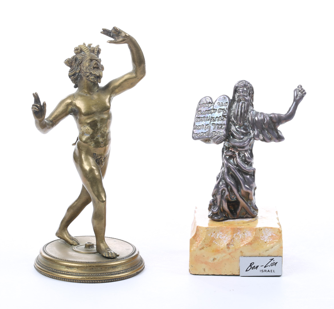 Appraisal: Italian satyr bronze and silver Moses Grande Tour miniature polished