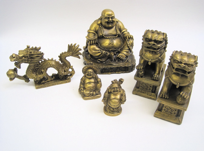 Appraisal: THIRTY-FIVE GILT BRASS ASIAN FIGURES including Buddha Hoti pairs of