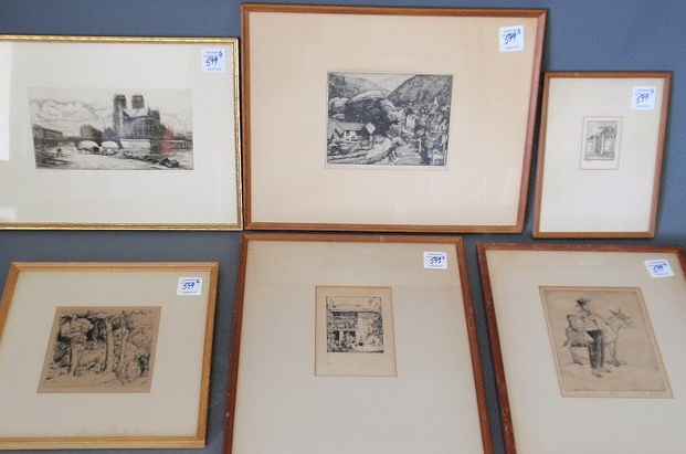 Appraisal: Six misc signed prints incl an Andalusian peasant boy by