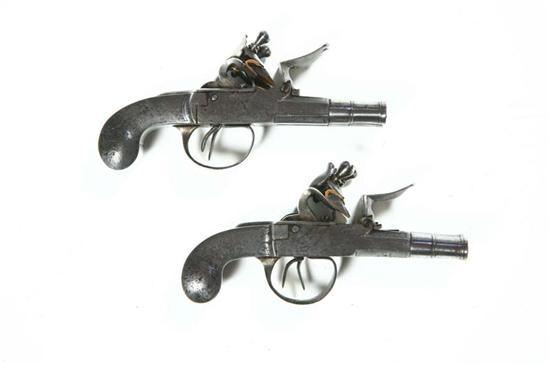 Appraisal: PAIR OF DOUBLE BARREL FLINTLOCK PISTOLS London early th century