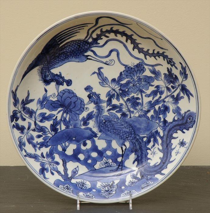 Appraisal: CHINESE LARGE BLUE AND WHITE KANGXI PLATE With elaborate design