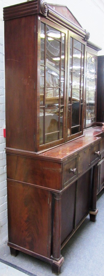 Appraisal: A William IV mahogany secretaire bookcase with pair of glazed