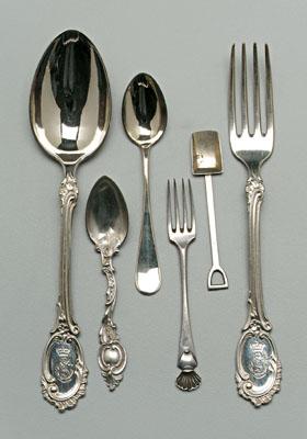 Appraisal: pieces silver flatware Austro-Hungarian Dutch German tongs shovels youth set