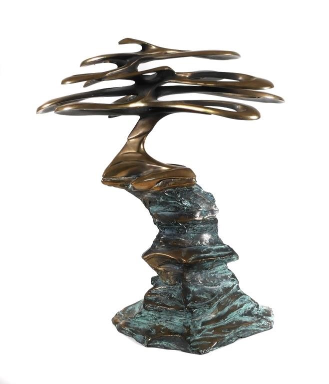 Appraisal: ROBERT BOB BENNETT BRONZE TREEOrganic tree form abstract sculpture circa